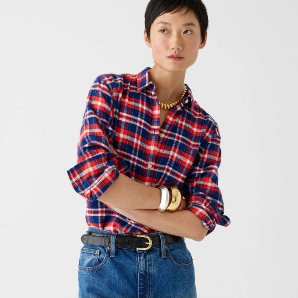 NWT J.Crew Garçon classic shirt in plaid flannel size 0